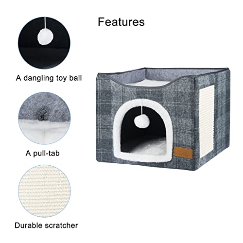Indoor Cat Bed with Scratching Board and Toy Ball