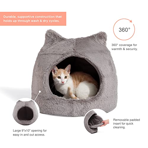 Gray Fur Meow Hut Cat Bed