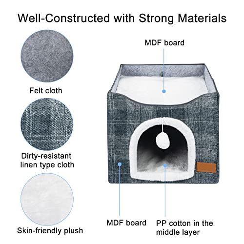 Indoor Cat Bed with Scratching Board and Toy Ball