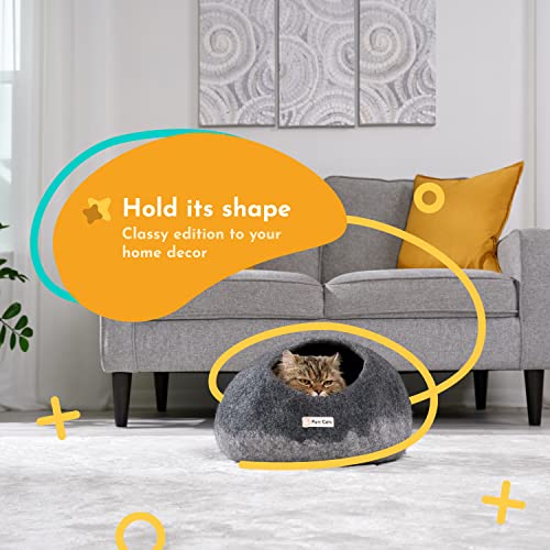 PURR CATZ Wool Cat Cave Bed - Grey, Large
