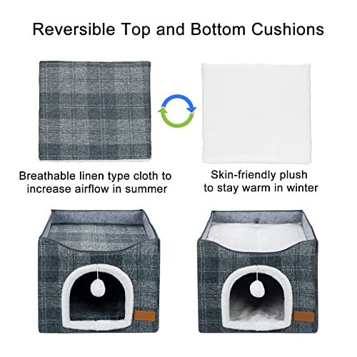 Indoor Cat Bed with Scratching Board and Toy Ball