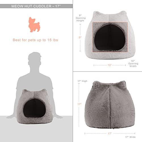 Gray Fur Meow Hut Cat Bed