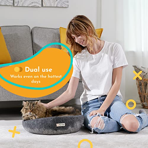 PURR CATZ Wool Cat Cave Bed - Grey, Large