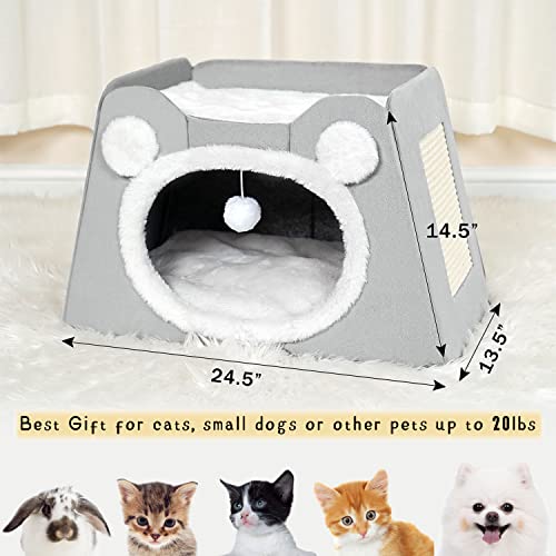 Ultra Soft Cat Bed House with Playful Space
