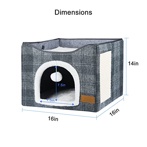 Indoor Cat Bed with Scratching Board and Toy Ball