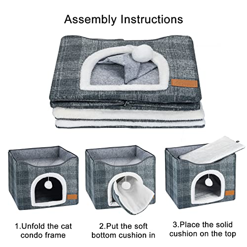 Indoor Cat Bed with Scratching Board and Toy Ball