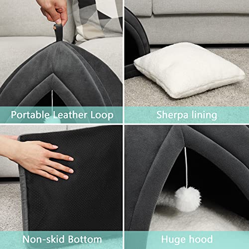 Indoor Cat House with Removable Cushioned Pillow