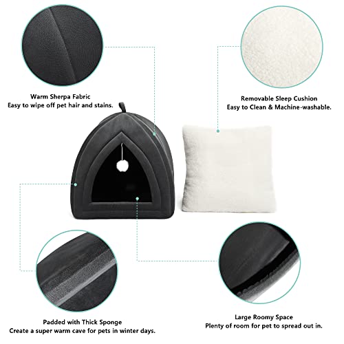 Indoor Cat House with Removable Cushioned Pillow