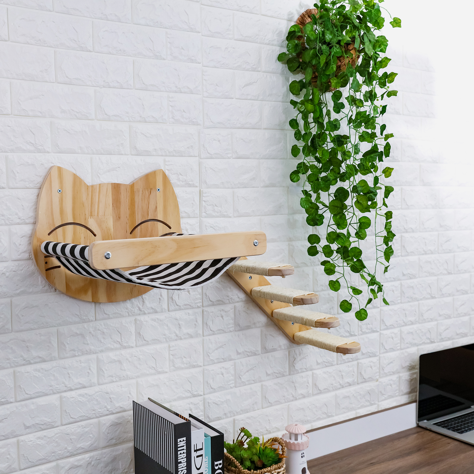 Wall-mounted Cat Hammock Bed & Perch Set