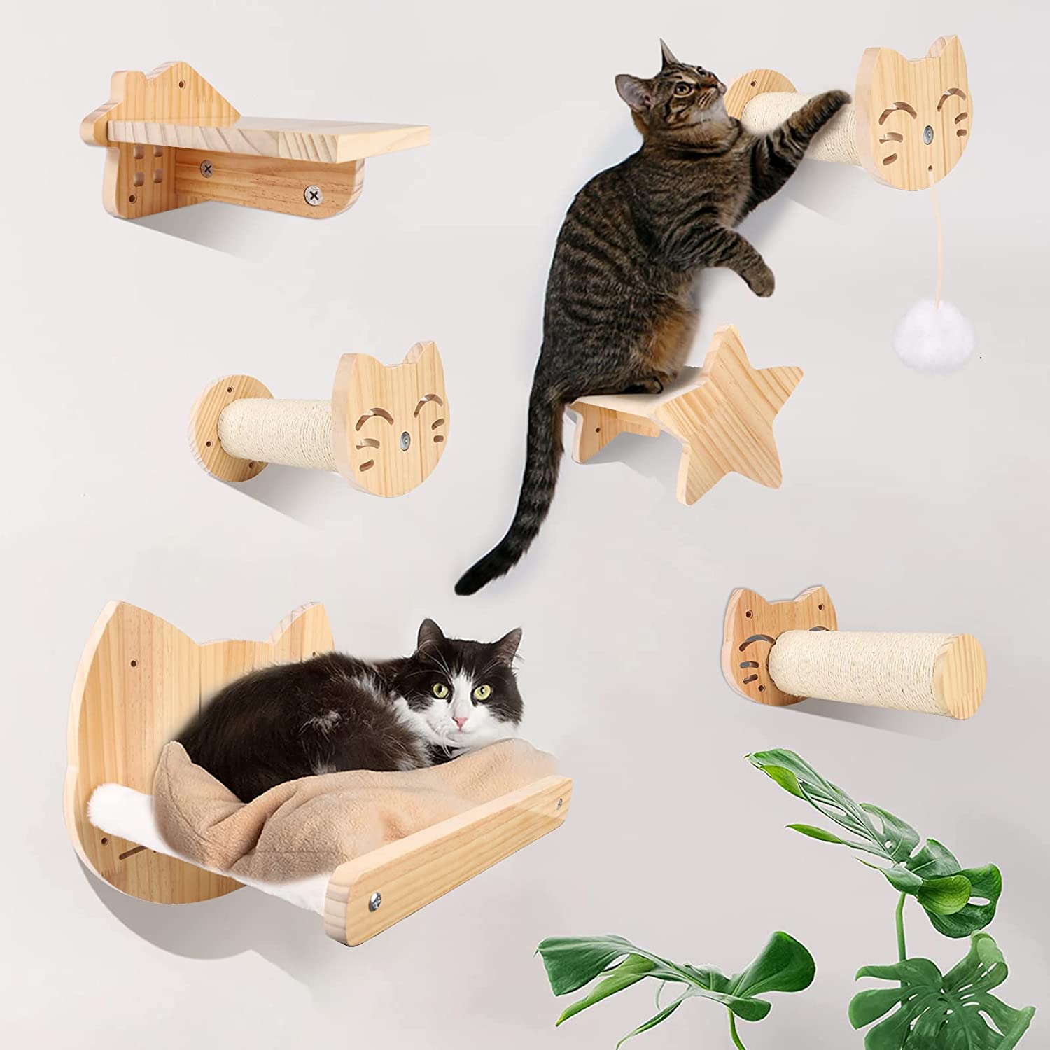 Cat Tree Tower with Hammock & Shelf Set