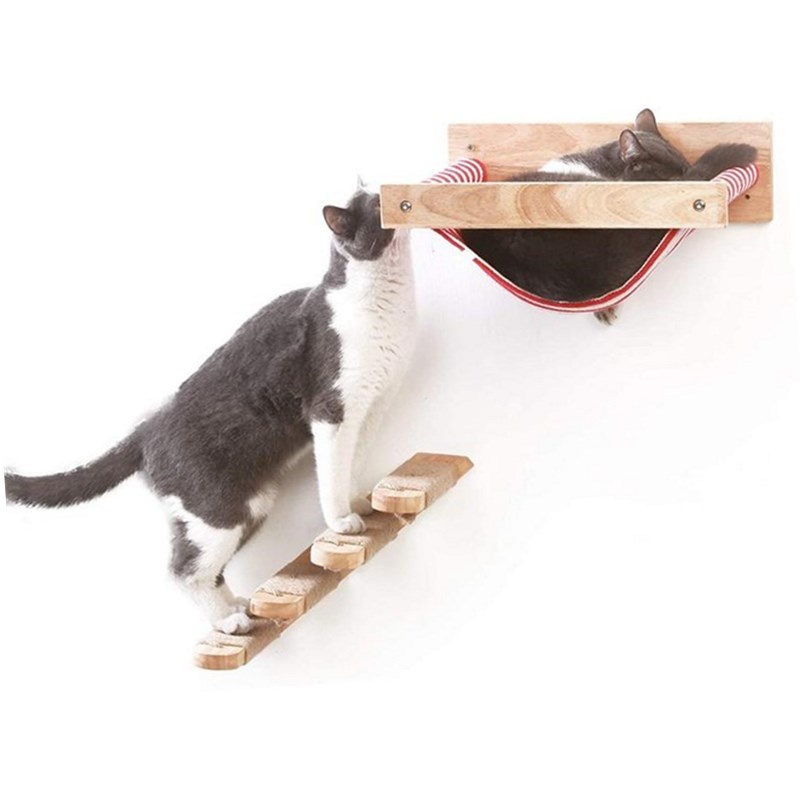 Wall-mounted Cat Hammock Bed & Perch Set