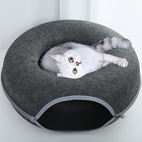 Detachable Cat Tunnel Bed with Peek Hole