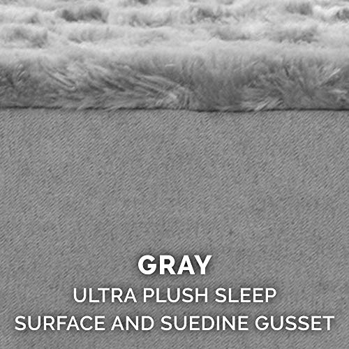 Plush Gray Orthopedic Cat Bed with Washable Cover