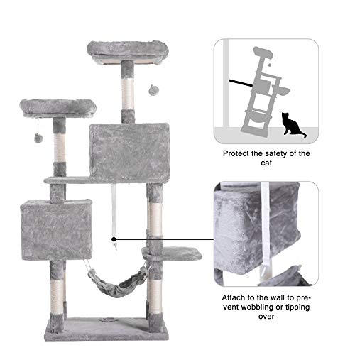 Multi-Level Cat Tree with Scratching Posts and Hammock