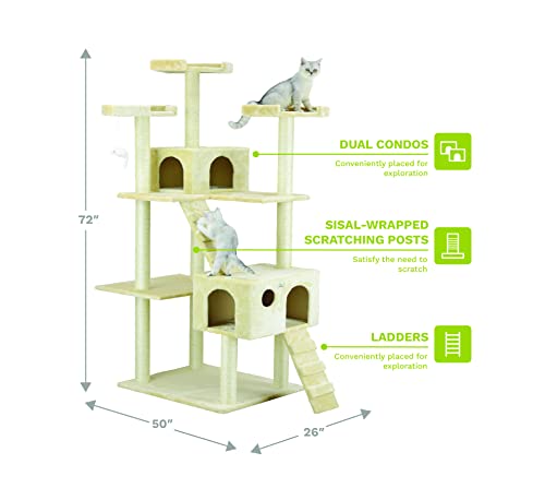 Beige Cat Tree - 50W x 26L x 72H