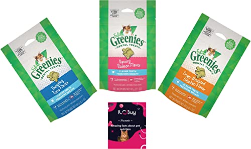 Bundle of 3 Greenies Cat Treat Bags & Booklet