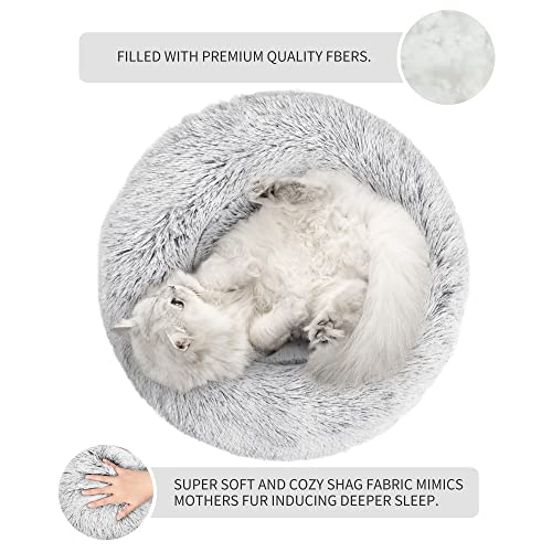 Grey Fluffy Cat Bed for Joint-Relief and Sleep