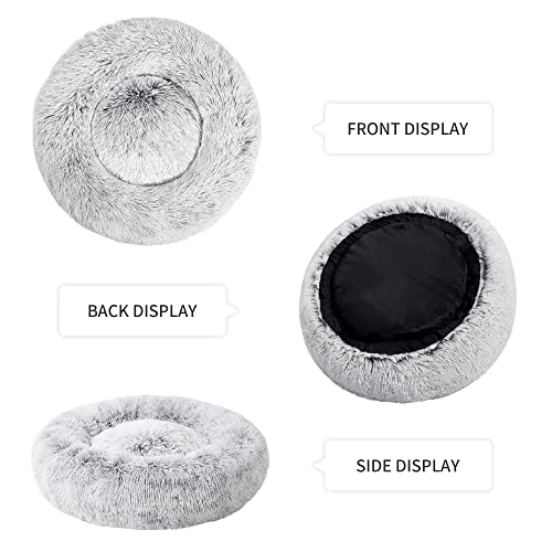 Grey Fluffy Cat Bed for Joint-Relief and Sleep