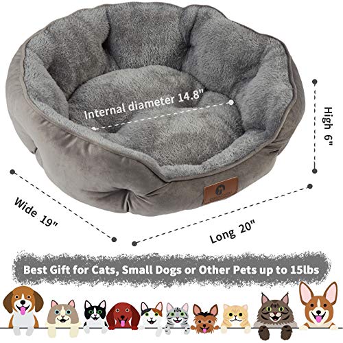 Asvin Grey Pet Bed for Small Cats and Dogs