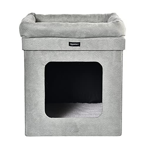 Grey Collapsible Cube Cat Bed by Amazon Basics