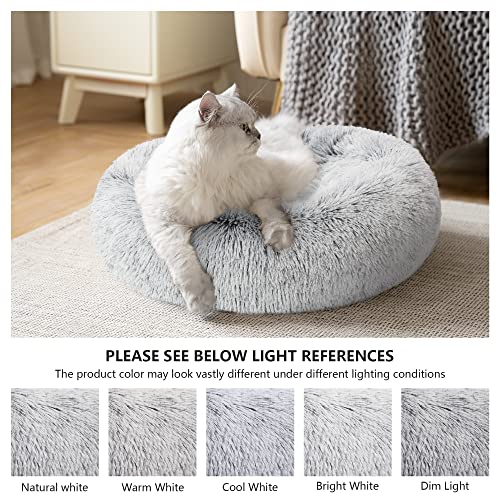 Grey Fluffy Cat Bed for Joint-Relief and Sleep