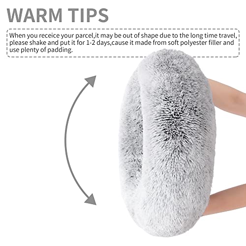 Grey Fluffy Cat Bed for Joint-Relief and Sleep