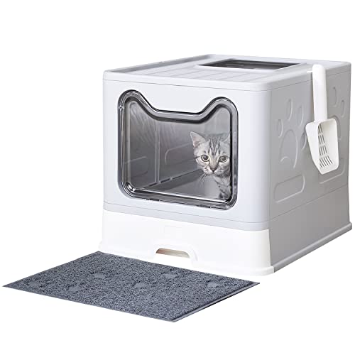 Large Foldable Cat Litter Box with Lid