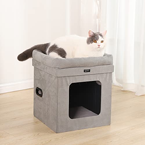 Grey Collapsible Cube Cat Bed by Amazon Basics