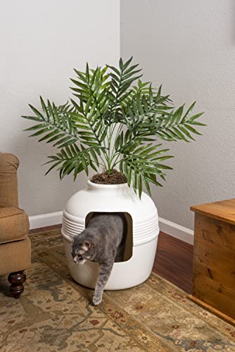 Hidden Litter Box with Artificial Plants - White Birch