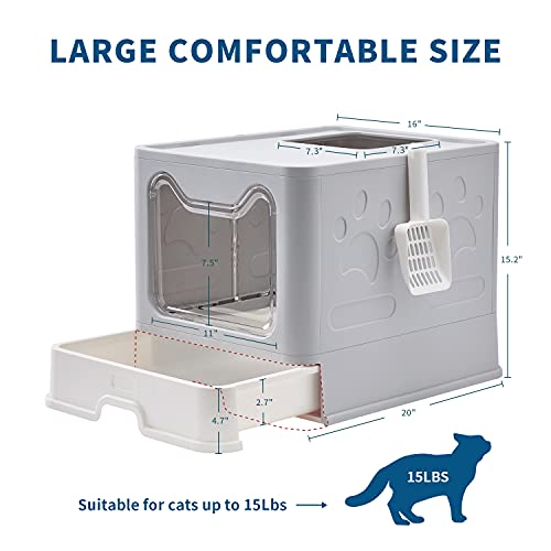 Large Foldable Cat Litter Box with Lid
