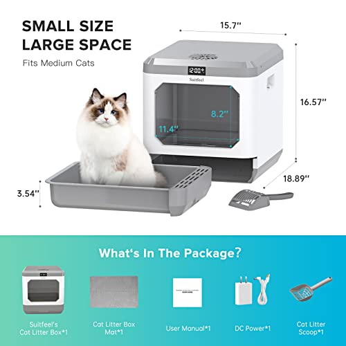 Enclosed Cat Litter Box with Odor Control