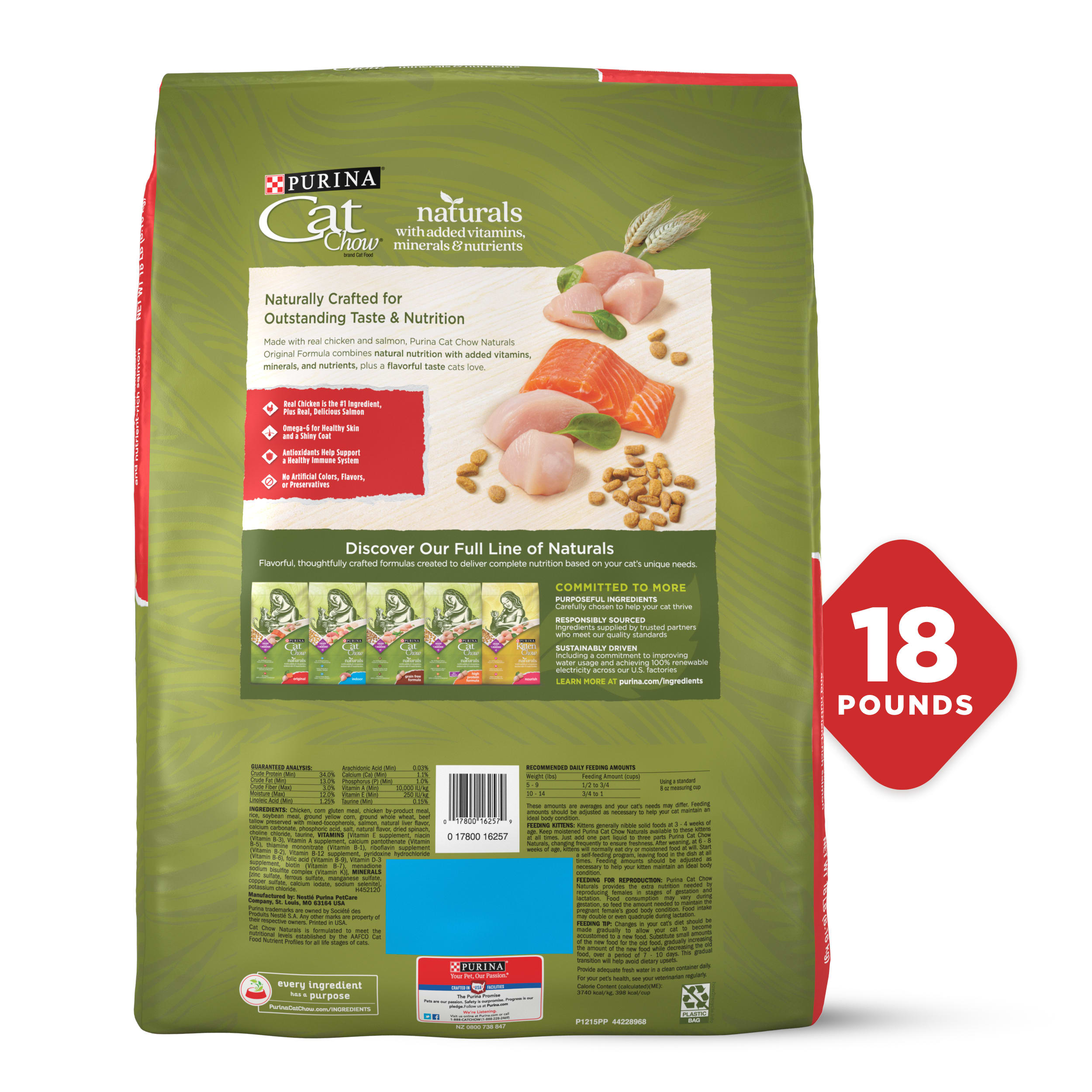 Cat Chow Naturals Chicken & Salmon, 18 lbs