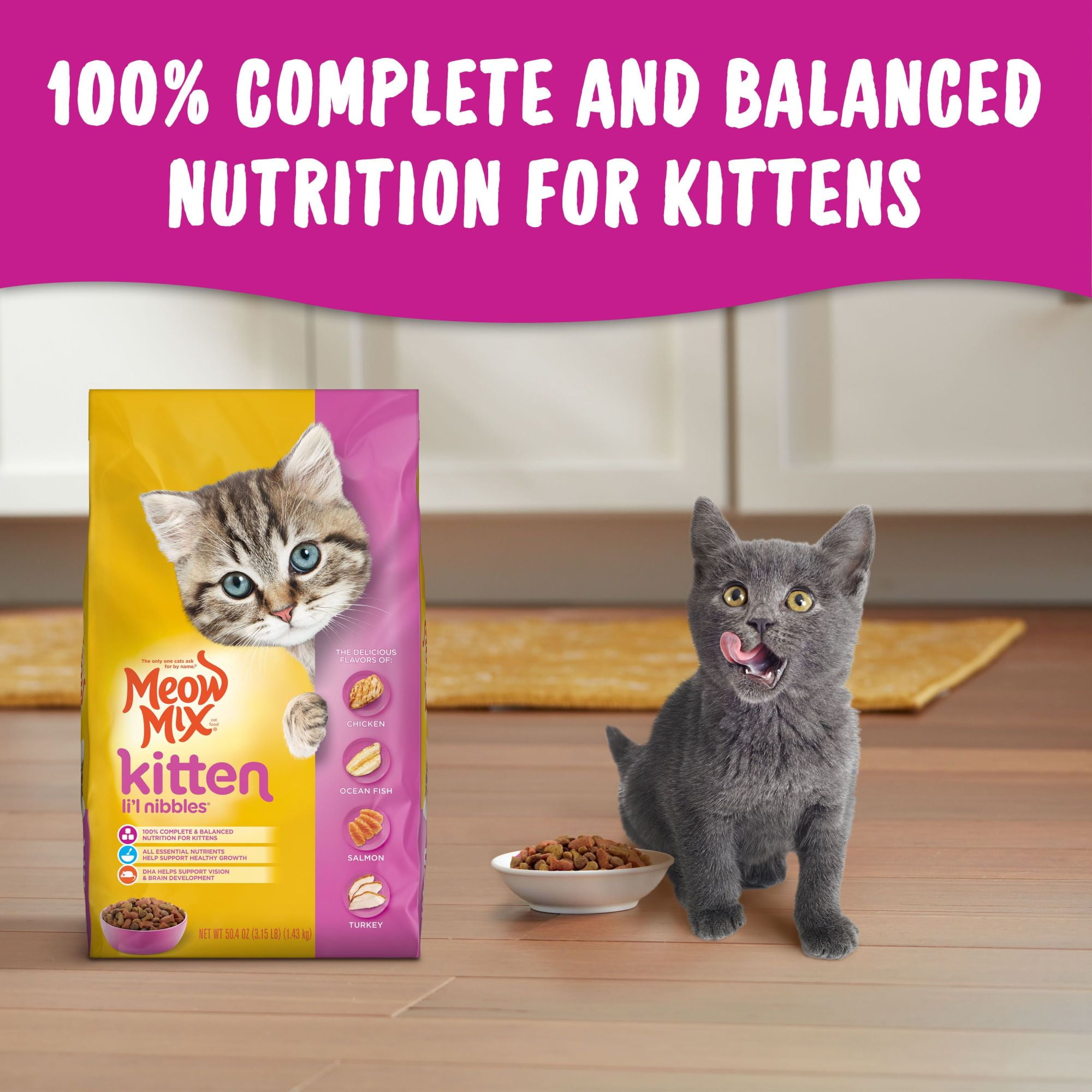 Meow Mix Kitten Food, 3.15lb Bag
