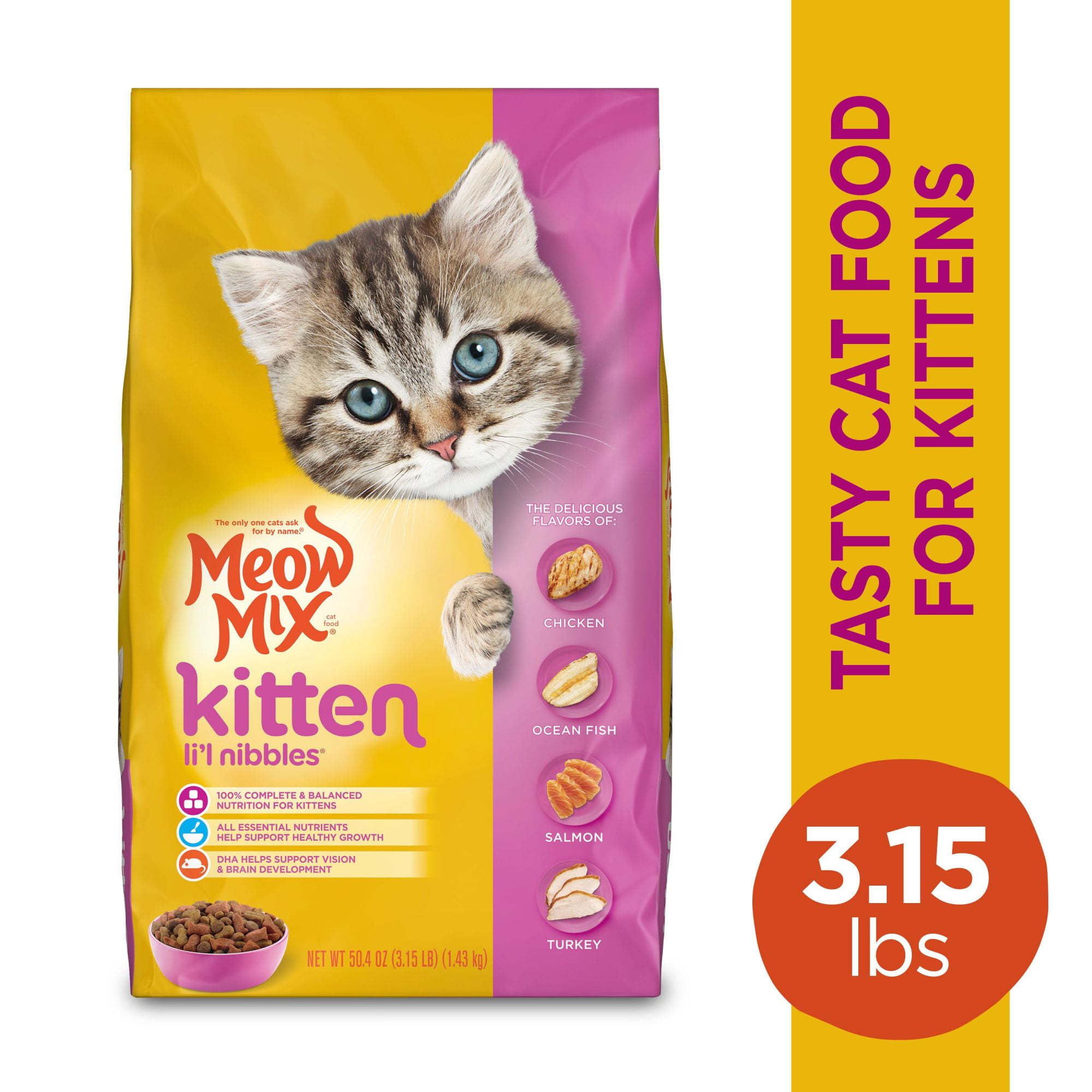 Meow Mix Kitten Food, 3.15lb Bag