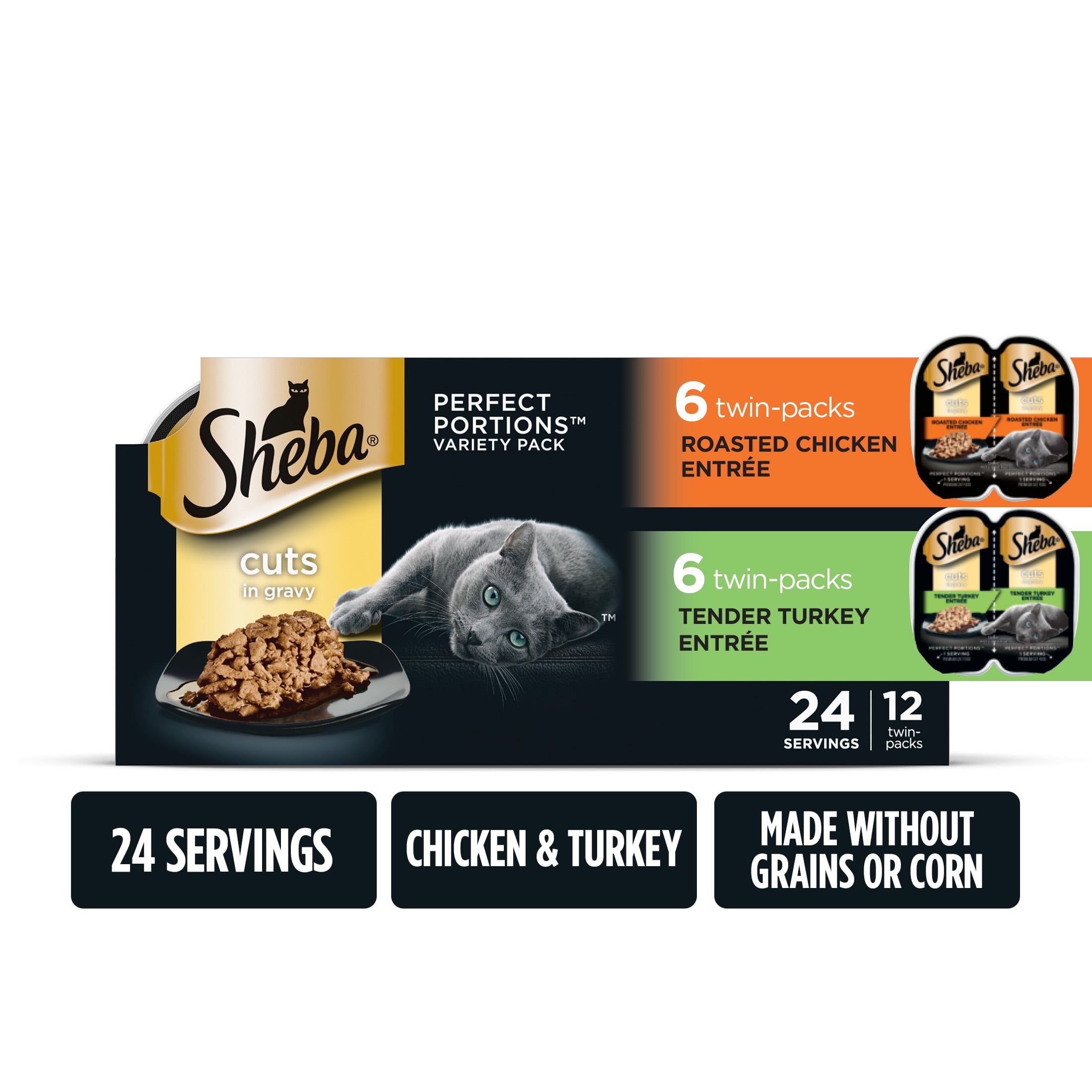 SHEBA Variety Pack Wet Cat Food, Twin-Pack Trays