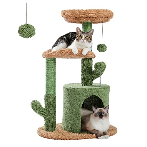 32" Cactus Cat Tower with Scratching Post & Perches