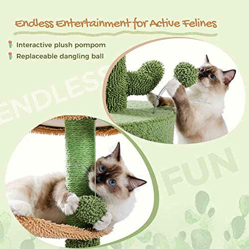 32" Cactus Cat Tower with Scratching Post & Perches