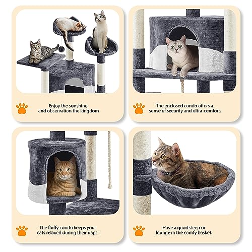 Multi-Level Cat Tower with Scratching Posts and Perches