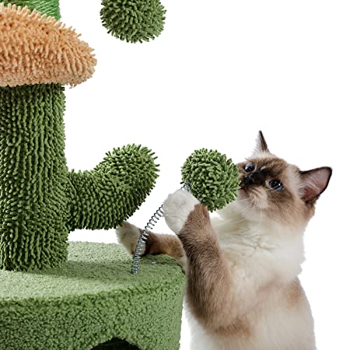 32" Cactus Cat Tower with Scratching Post & Perches