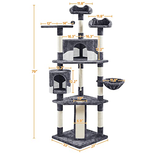 Multi-Level Cat Tower with Scratching Posts and Perches