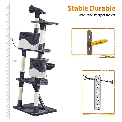 Multi-Level Cat Tower with Scratching Posts and Perches