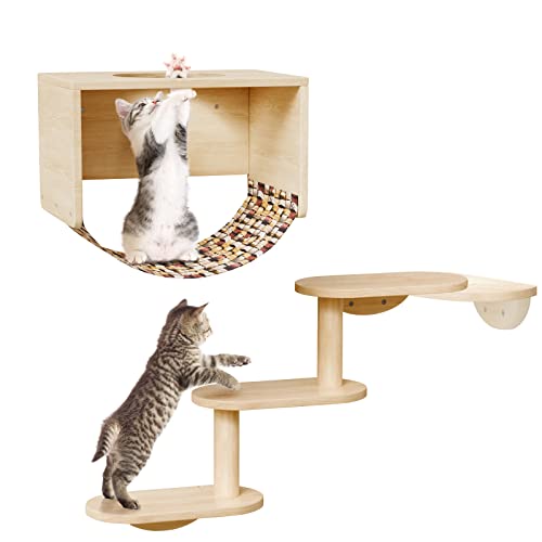 Solid Wood Cat Wall Shelves and Perches