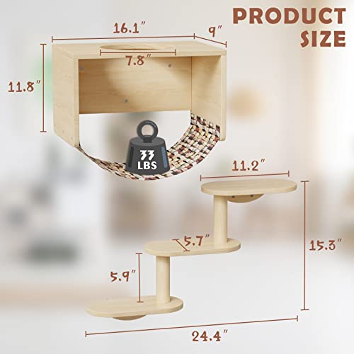 Solid Wood Cat Wall Shelves and Perches