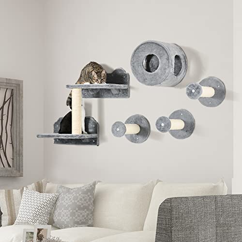 5PCs Cat Wall Shelves Set by PawHut