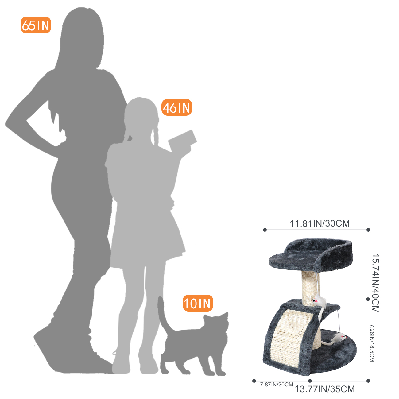 16" Perch Cat Scratching Post for Indoor Cats