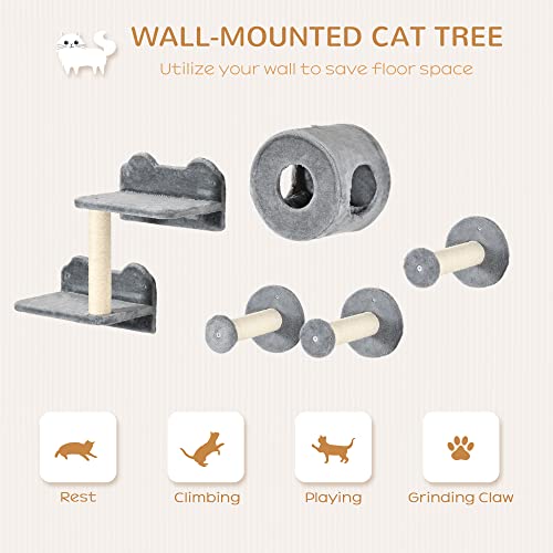 5PCs Cat Wall Shelves Set by PawHut
