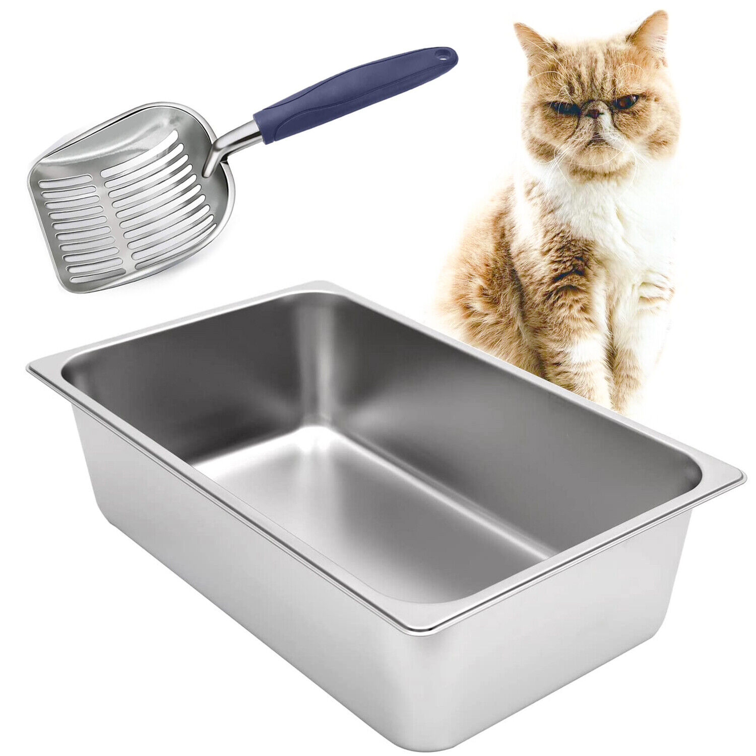 Extra Large Stainless Steel Litter Box Set