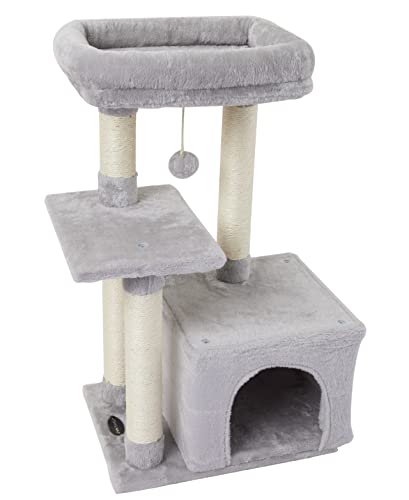 Cute Grey Cat Tree with Scratching Posts