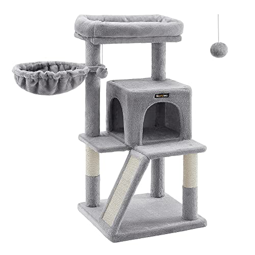 Gray Cat Tree with Perch, Posts, and Cave