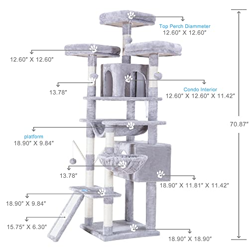 XL Hey-brother Cat Tree Tower with Perches & Condos